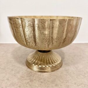 Accent Decor Lita metal compote bowl in a distressed gold finish Candle Pedestal